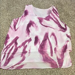 Lane Bryant Pink and White Abstract Tank Top